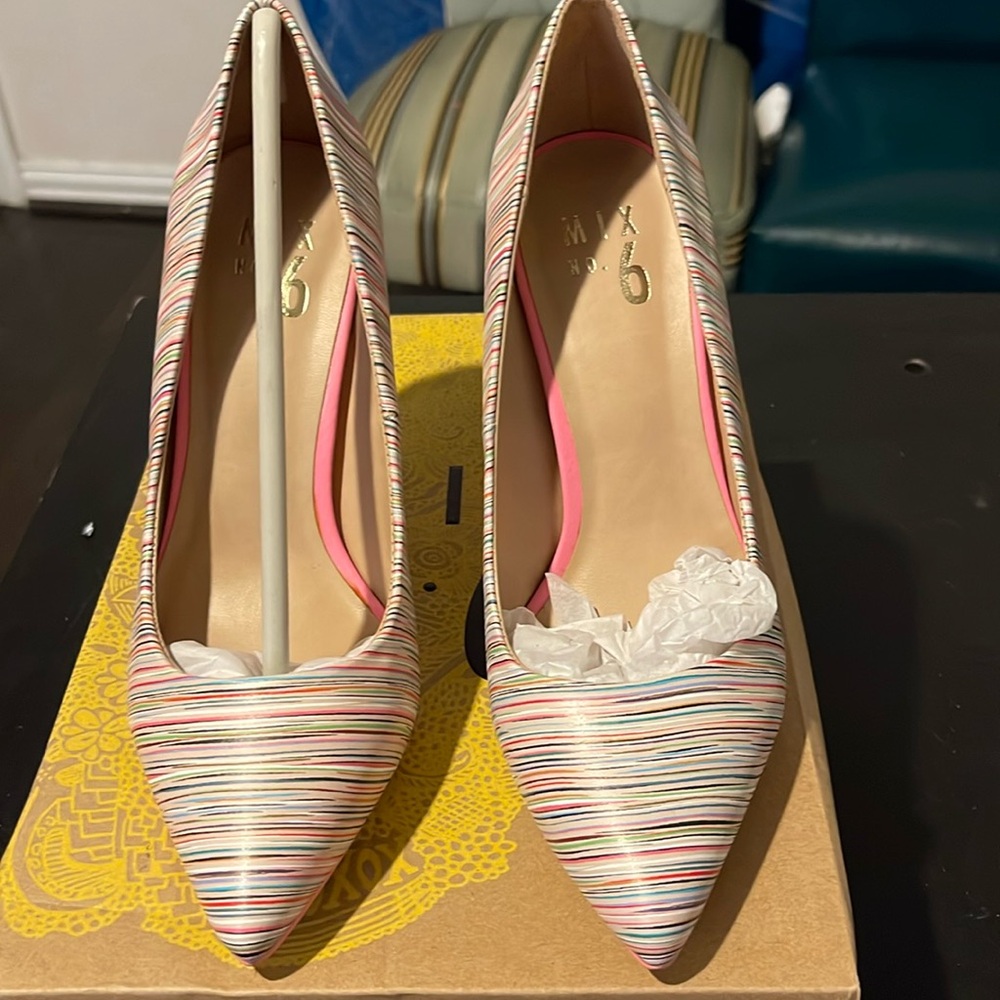 New Light Pink Striped Mix No. 6 Pumps.